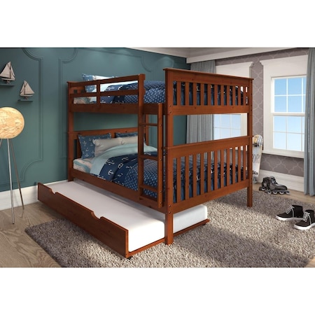 Convenience Concepts PD-123-3E-503 Full Over Full Mission Bunk Bed with Twin Trundle - Espresso HI3168154
